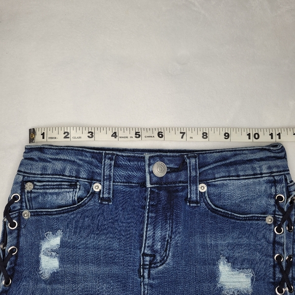 Hudson Girls Distressed Lace Up Denim Skirt Size 7 - Picture 16 of 16
